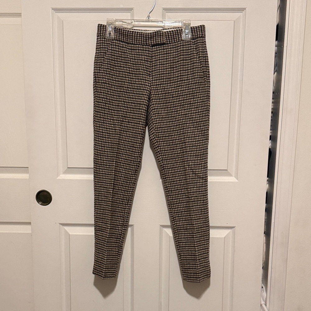 Theory Houndstooth Checkered Wool blend Pants - Brown